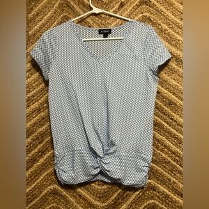 A.Byer Women's Short Sleeve Blue/White Checkered Shirt, Twist Front, Size M, NWT